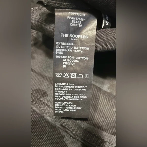 BNWT The Kooples black camo cargo style jeans size size 27/28 100% cotton - Picture 4 of 4